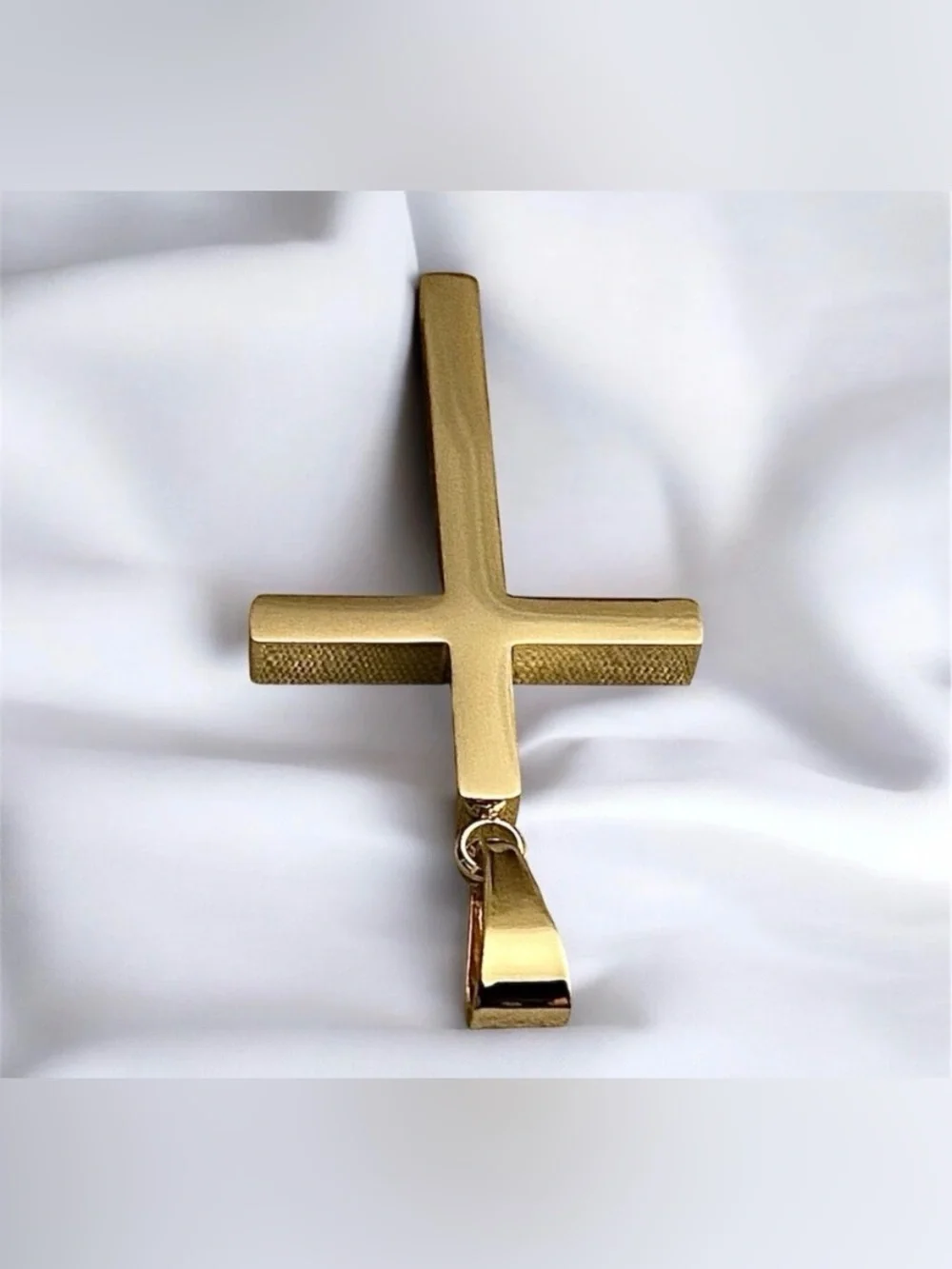 14 Karat Gold Plated Men’s Stainless Steel 1.54” x 0.98” Cross